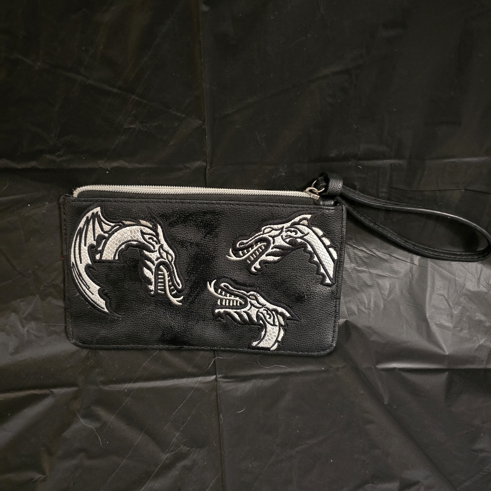 Game Of Thrones Mother Of Dragons Black Wristlet with Silver Dragon Design